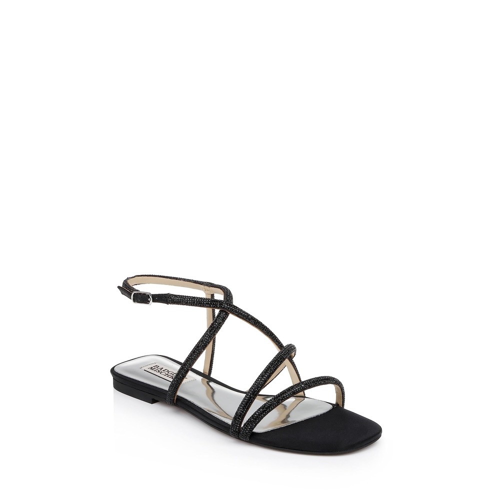 Badgley Mischka Women's Ivie Flat Sandal, Black, 7